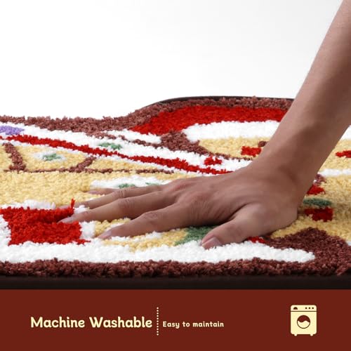 Christmas Gingerbread House Bath Mat 20x32 Inch - Winter Bathroom Rug Decor
