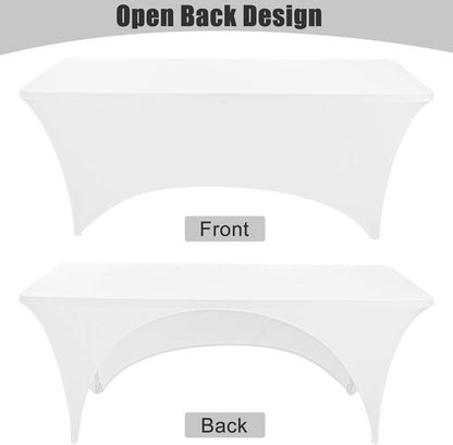 Fivenl Spandex Rectangle Tablecloths - 72 x 30 Inch White Stretch Covers for 6FT Tables | Washable & Fitted for Events