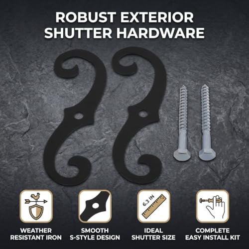 2pcs 6.3in Iron Shutter Dogs, Anti-Rust Exterior Tieback Fasteners with Screws