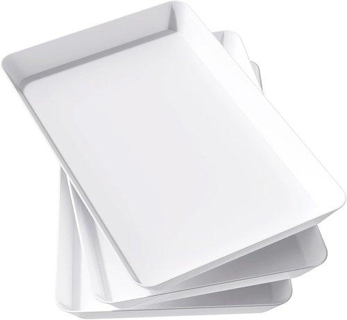 Lifewit Plastic Serving Tray - Reusable Large Platter for Parties | Rectangle, 14.5" x 9.5", 3 Pcs