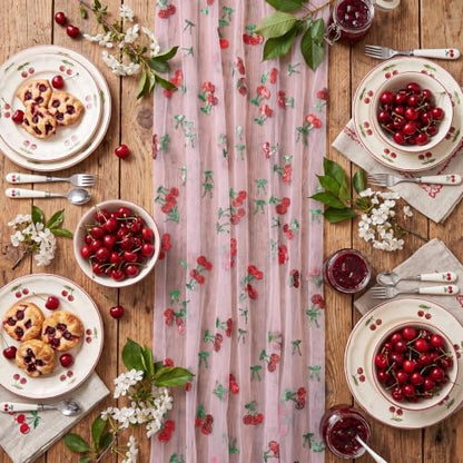 Cherry Pink Glitter Tulle Table Runner 26x70 Inches - Set of 2, Perfect for Party Decor