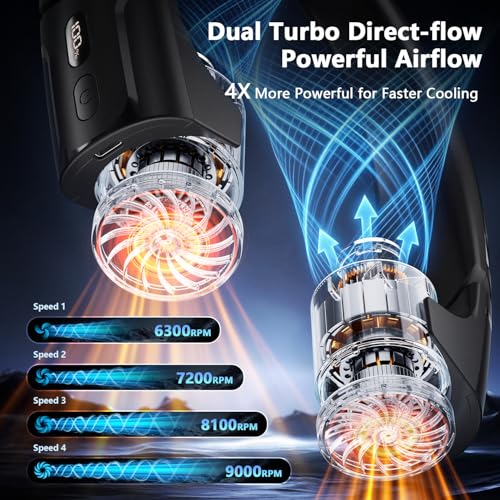 Mavax ChillGo Portable Neck Fan Black 8000mAh 4-Speed Personal Cooler