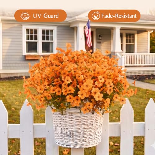 12 Pcs UV Resistant Artificial Flowers for Outdoor Garden & Porch Decor