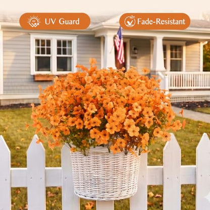 12 Pcs UV Resistant Artificial Flowers for Outdoor Garden & Porch Decor