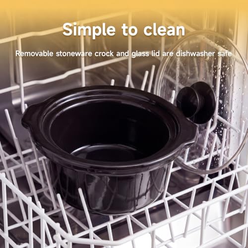 Small Slow Cooker 1.5 Qt for 1-2 People - Silver, Adjustable Heat