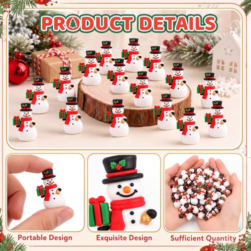 Mini Snowman Figurines Set - Christmas Holiday Winter Decorations Bulk 50 Pieces