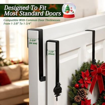 Adjustable Wreath Hanger for Front Door - Hidden Cord & Easy Height Adjustment
