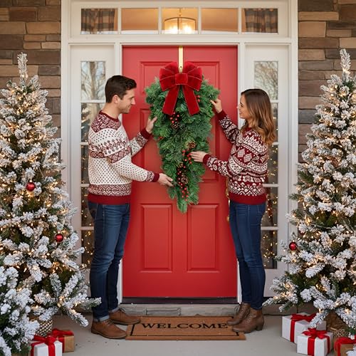 Classic 36-Inch Artificial Pine Christmas Teardrop Swag Set, 2 Pack
