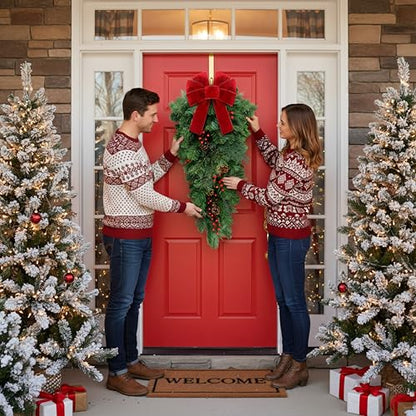 Classic 36-Inch Artificial Pine Christmas Teardrop Swag Set, 2 Pack
