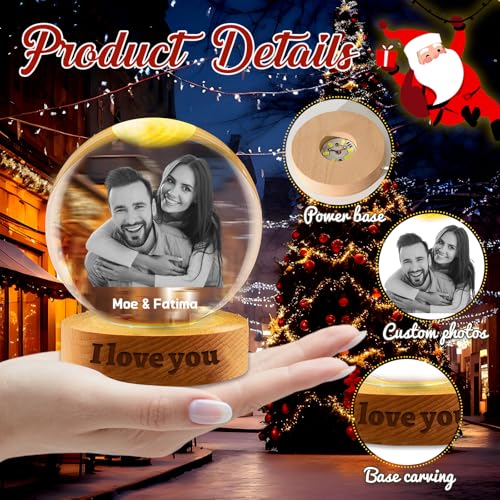 Personalized Crystal Snow Globe with Custom Photo and Text - Christmas Keepsake - Variation of THIS listing