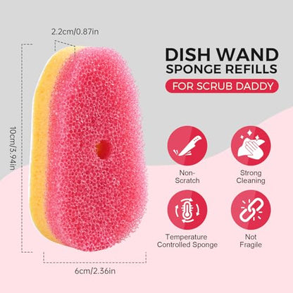10 Pack Sponge Refills for Scrub Daddy Dish Wand - Upgraded Material