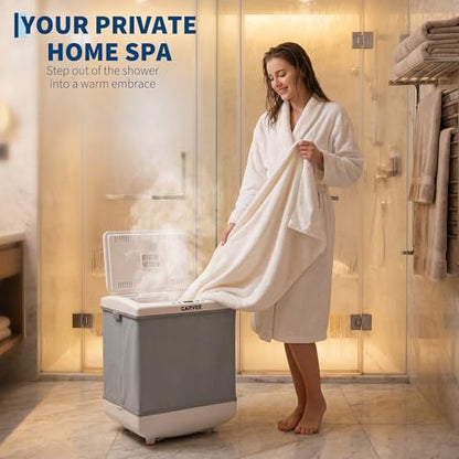 Gray Portable Folding Towel Warmer ABS Heated Bucket for Bathroom Travel