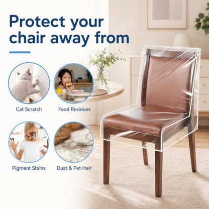 4-Pack Clear Plastic Dining Chair Covers Waterproof Seat Protectors