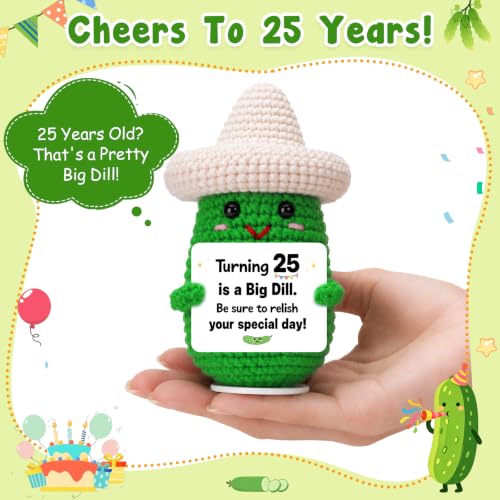 Funny 25th Birthday Gift Crochet Pickle - Humorous Party Decor for Her & Him