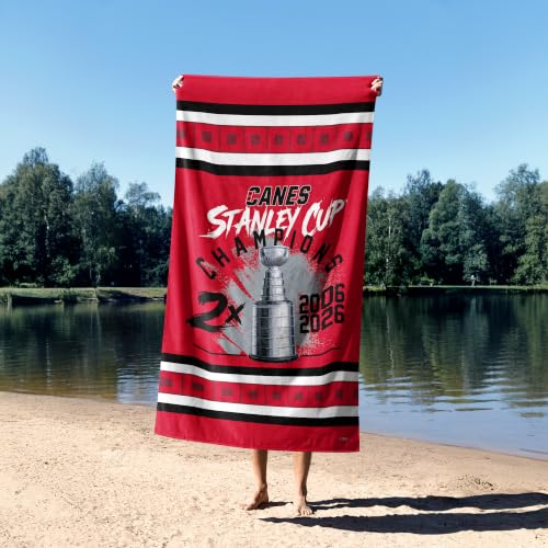 NHL Carolina Hurricanes 2026 Stanley Cup Champions Beach Towel 30 x 60 in - Officially Licensed