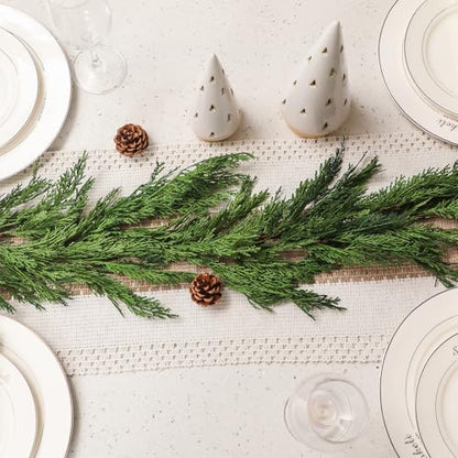 Artificial Christmas Cedar Garland 2 Pcs 6 ft - Realistic Faux Evergreen Decor