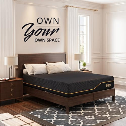 EGOHOME 14 Inch Twin Memory Foam Mattress for Back Pain, Cooling Copper Gel Bed in a Box, Foam Made in USA, CertiPUR-US Certified, Therapeutic Medium Firm, Daybed 38x75x14 Black