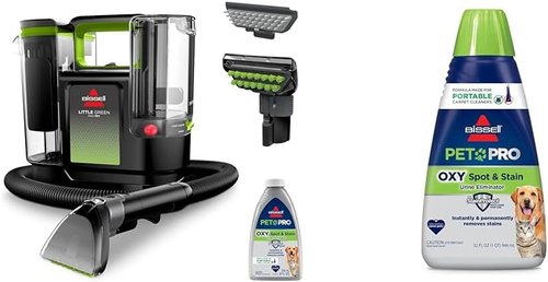 BISSELL® Little Green® Max Portable Carpet Cleaner - Deep Clean Upholstery & Pet Stains | 32 oz OXY Formula