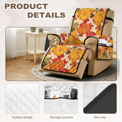 Pumpkin Recliner Chair Cover Quilted Recliner Protector Thanksgiving