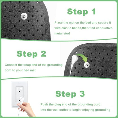 Grounding Mattress Pad for Bed - 54x78 Inches Earth Connection Sheet with Conductive Leather and Grounding Adapter