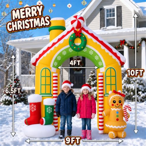 10FT Christmas Inflatable Gingerbread House Archway Outdoor Decoration