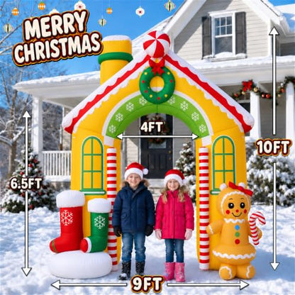 10FT Christmas Inflatable Gingerbread House Archway Outdoor Decoration
