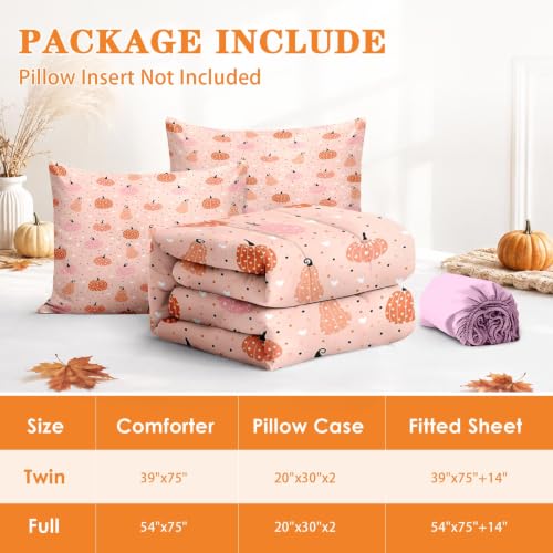 Kids Fall Zippered Bedding Set - Comforter, Fitted Sheet & Pillowcases