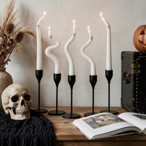 White Ghost Taper Candles Halloween Decorations - 5 pcs
