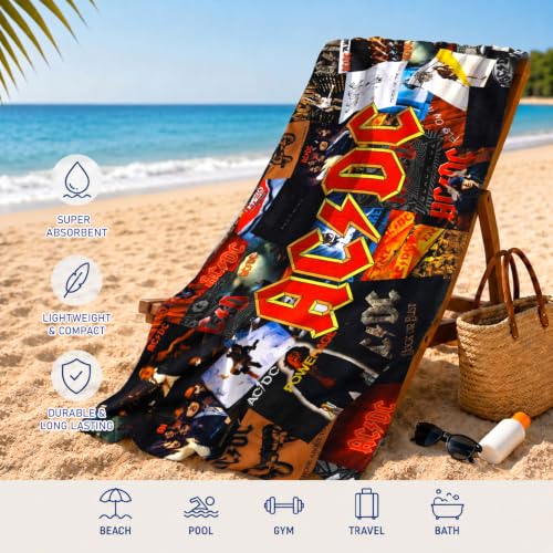 AC/DC Beach Towel Set - Large Microfiber Pool & Bath Towel for Kids & Adults