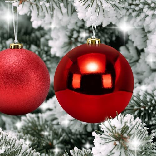 Large Outdoor Christmas Ornament Balls - Red 6-inch Shatterproof Set of 4 Variation of Red / 6" / 4PCS
