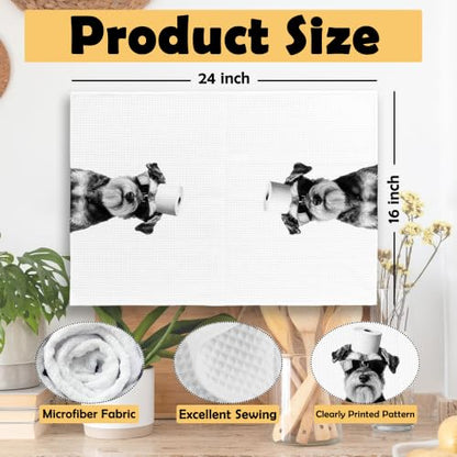 Funny Schnauzer Bathroom Towels Set of 2 - Unique Pet Gift for Home
