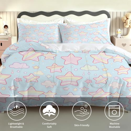KXRY Star Cloud Comforter Set Twin Size Pastel Kawaii Bedding - Stars05