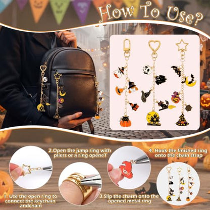 Halloween Keychain Making Kit DIY Craft Supplies with Charms & Tools