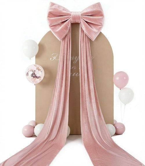 Giant 3D Pink Velvet Bow Decoration - 32"x250" for Doors & Windows | Perfect for Valentine's Day & Christmas