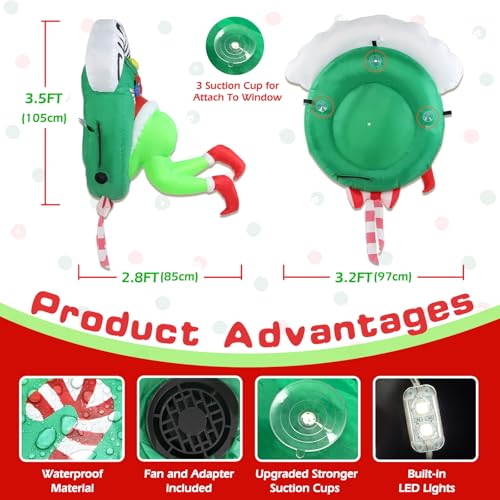 LETIME 3.5FT Green Ugly Monster Christmas Inflatable Outdoor Decoration