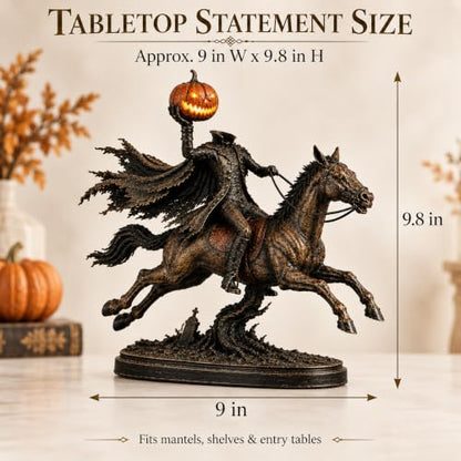 Lighted Headless Horseman Statue with Pumpkin, Gothic Halloween Decor - Variation 1