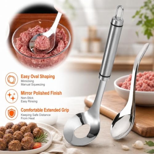 Stainless Steel Meatball Maker Spoon Kitchen Tool for Meatballs & More