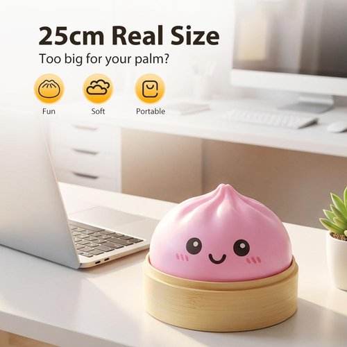Giant Dumpling Squishy - Jumbo Soft Slow Rising Stress Ball | Extra Large Purple Fidget Toy for Adults