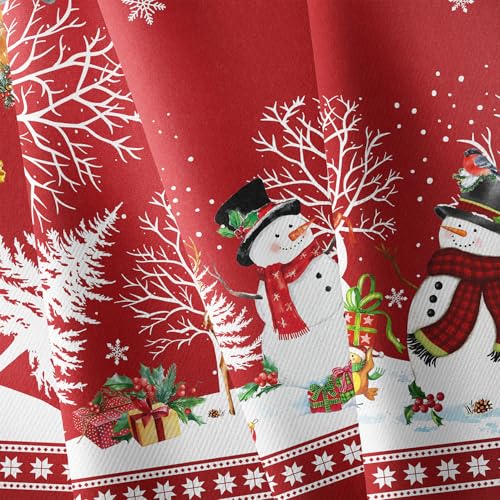 Christmas Tablecloth 60x102 Inch Red Elk Santa Snowman Waterproof Polyester