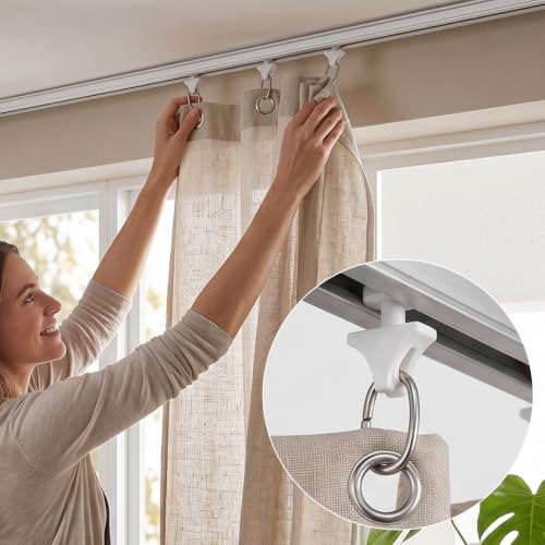 50 Pcs Plastic Curtain Track Gliders Hooks for Ceiling & RV Tracks
