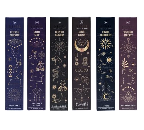 Cosmic Aura Incense Gift Set - 6 Spiritual Scents, 120 Hand-Rolled Sticks