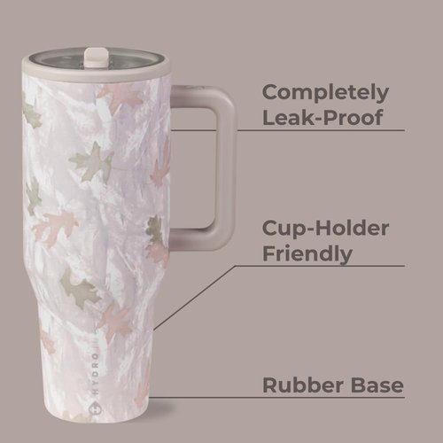 HydroJug Traveler - 32 Oz Insulated Water Bottle with Handle & Flip Straw - Leak Resistant, Camo Design