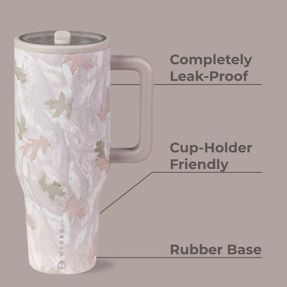 HydroJug Traveler - 32 Oz Insulated Water Bottle with Handle & Flip Straw - Leak Resistant, Camo Design