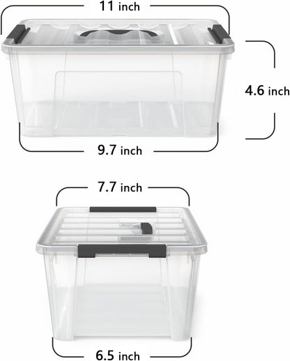WYT Clear Storage Bins - 6-Pack Organizer Boxes with Handles and Lids | 5-Litre Capacity