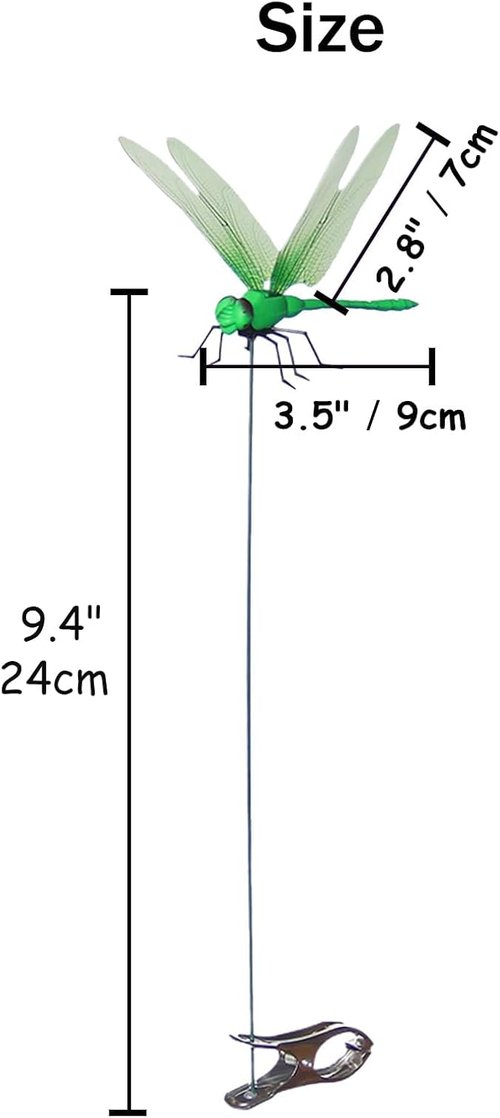 Jongdari Dragonfly Hat Clip - Realistic Fake Dragonflies for Garden Decor | 12 Sets with Pliers & Clips