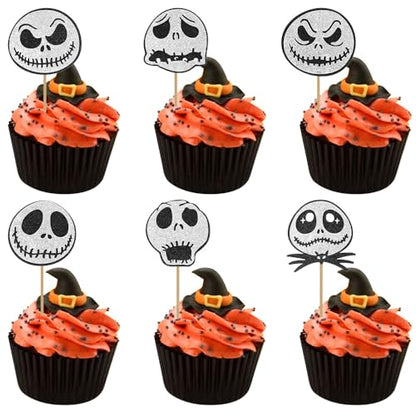 Halloween Cupcake Toppers Ghost 24 Pack Food Decorations for Cakes and Cupcakes