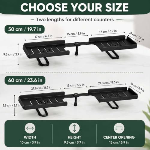 Foldable Over-Faucet Shelf Organizer Black Large - No Tools Needed