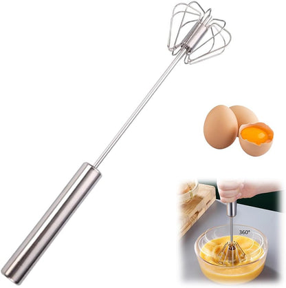 Skiennix Stainless Steel Semi-Automatic Whisk - 10-Inch Manual Mixer for Blending & Beating