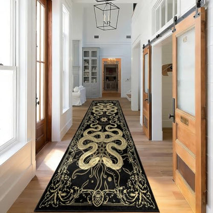 Gothic Snake Runner Rug for Hallways 2x6ft - Washable Bohemian Decor - Variation: Gothic-4 / 2' x 6' Rectangular