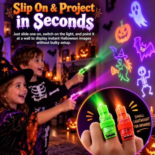 Halloween Finger Projector Lights Set 1/24pcs - Mini LED Spooky Designs